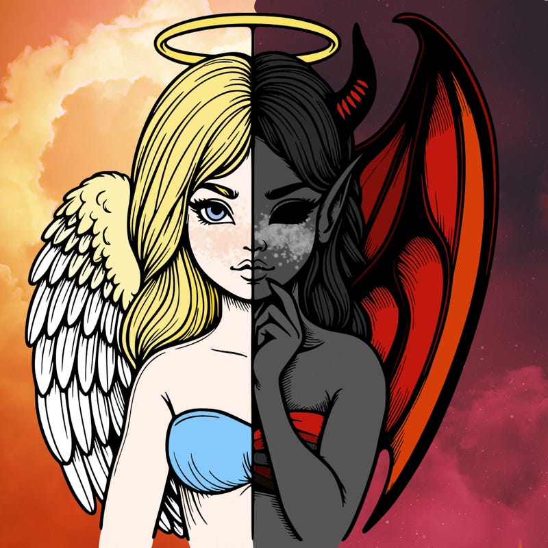 realistic angel half demon