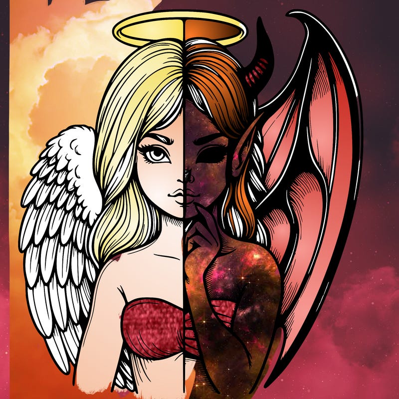 realistic angel half demon