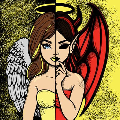 realistic angel half demon