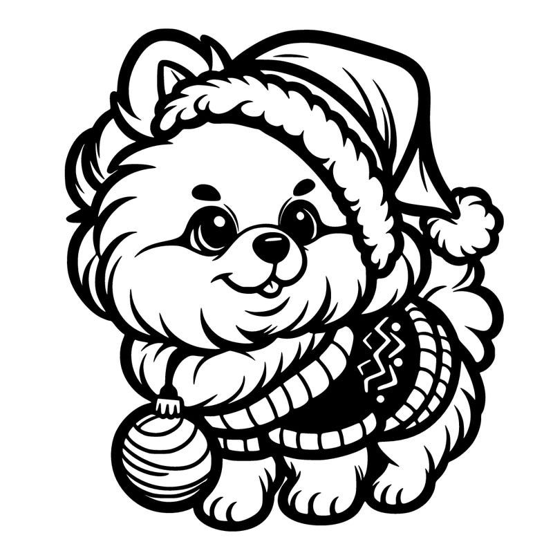 a pomeranian wearing a christmas hat