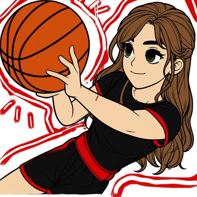 realistic girl playing basketball