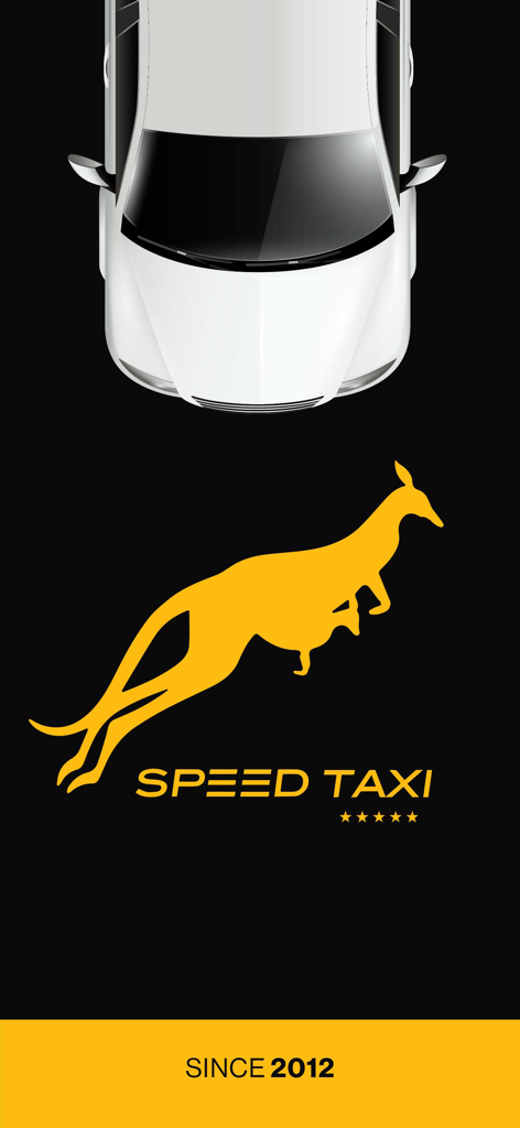 Speed Taxi Albania - Speed Taxi Albania app logo featuring a yellow kangaroo and a white car