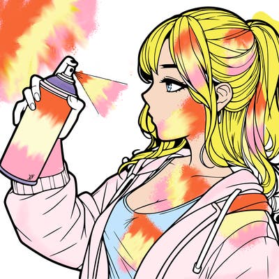 a realistic girl spray, painting