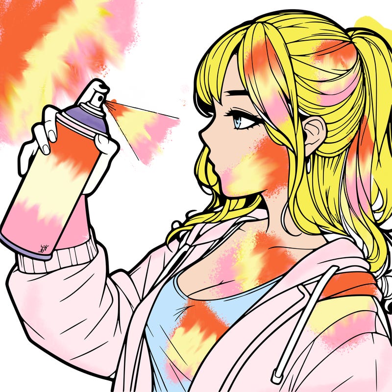 a realistic girl spray, painting