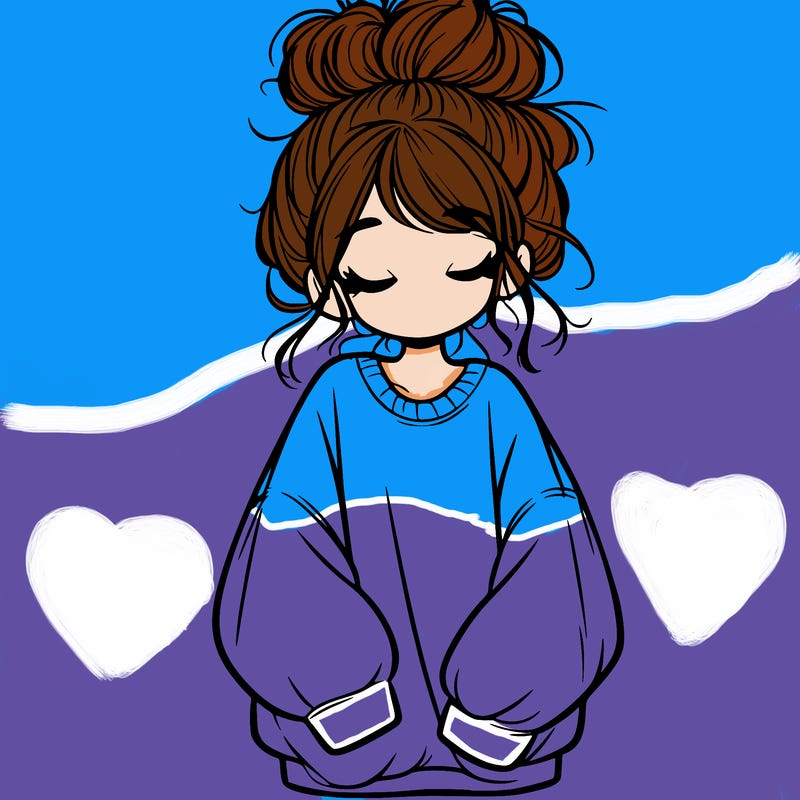 girl with baggy sweatshirt and messy bun