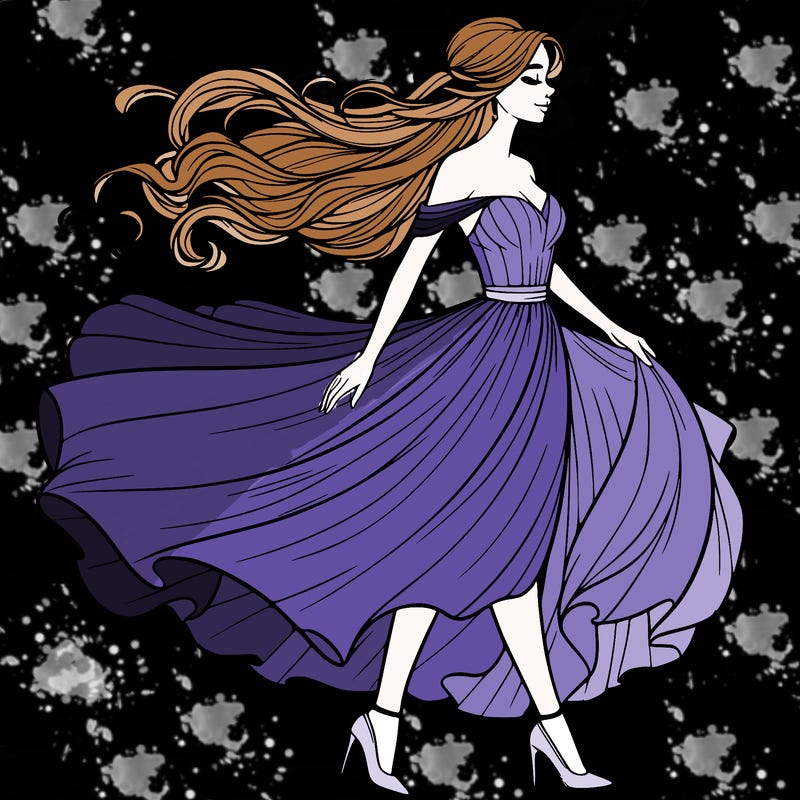 realistic woman in a dress flowing in the wind