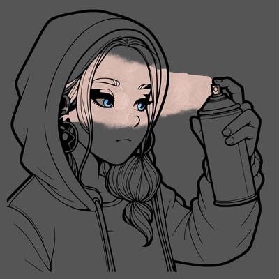 a realistic girl, spray painting