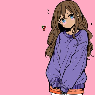 manga teen girl  in a sweater and baggy pants