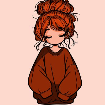 girl with baggy sweatshirt and messy bun