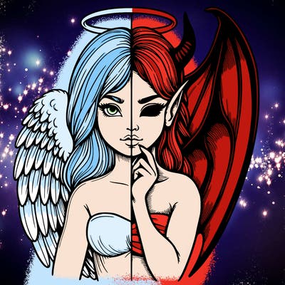 realistic angel half demon