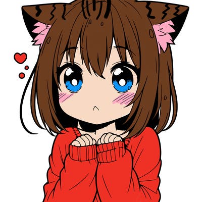 shy anime catgirl