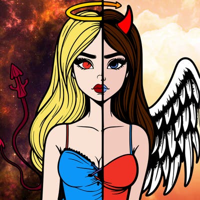 devil vs angel realistic girl