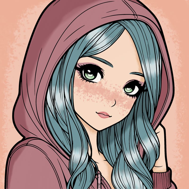 realistic adult girl with hoodie on