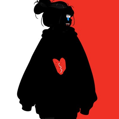 realistic girl with a oversized sweatshirt on and a bun