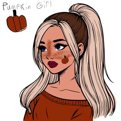 realistic girl with a high ponytail