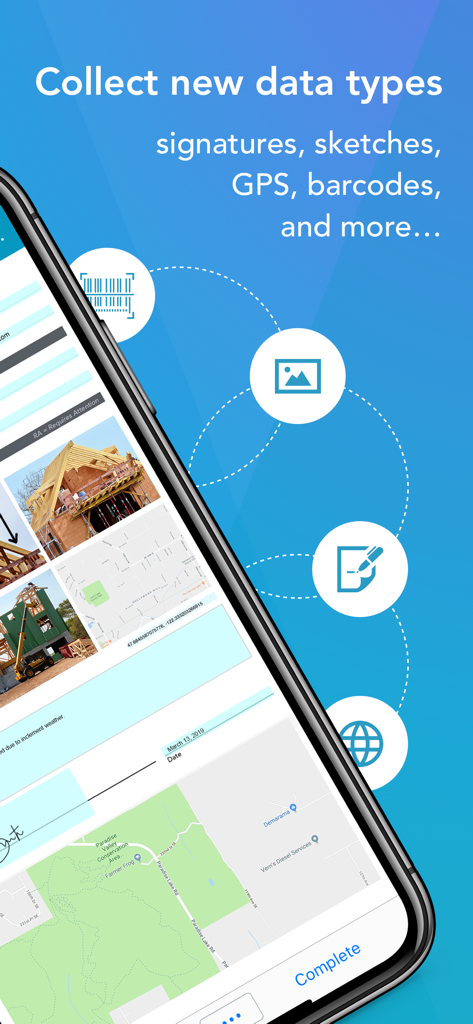 GoFormz Mobile Forms & Reports - GoFormz mobile app interface displaying digital forms with photos maps and data collection icons