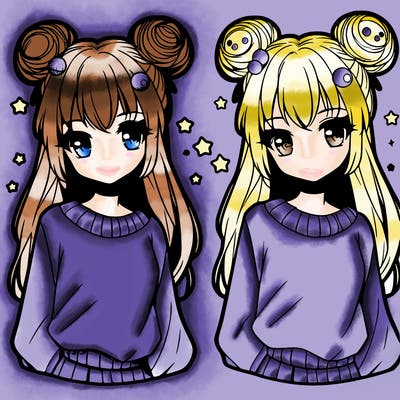 anime girl with space buns