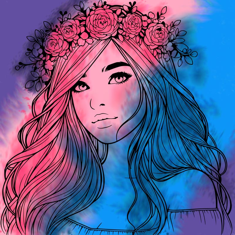 realistic girl with flower crown