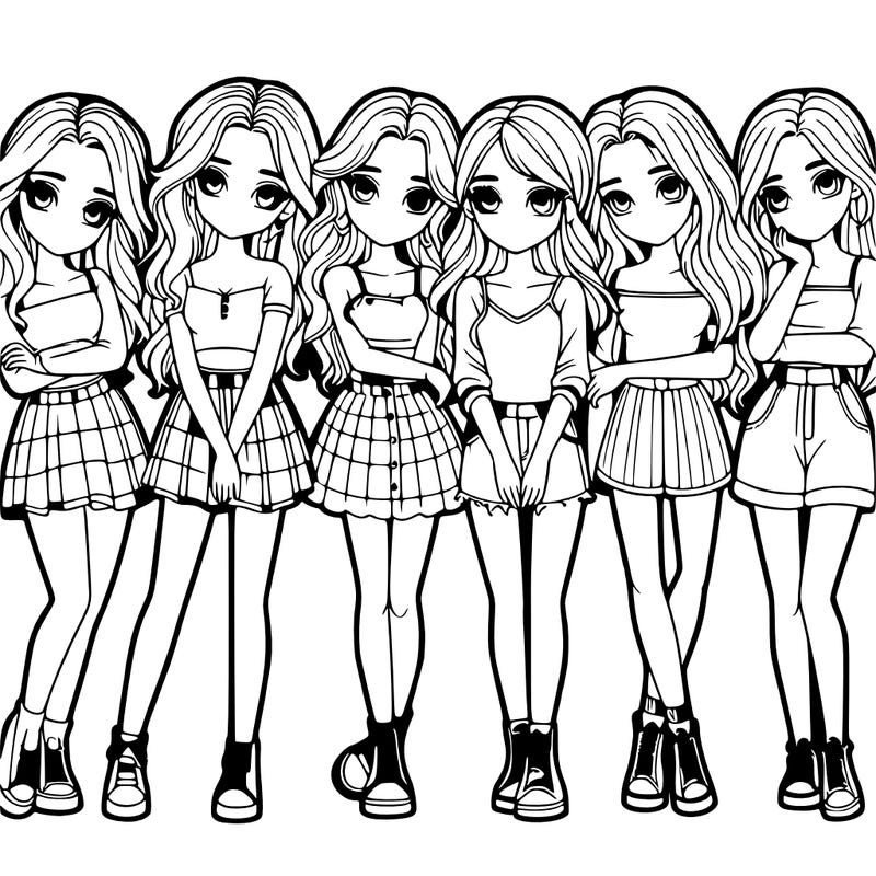 a group of girls realistic