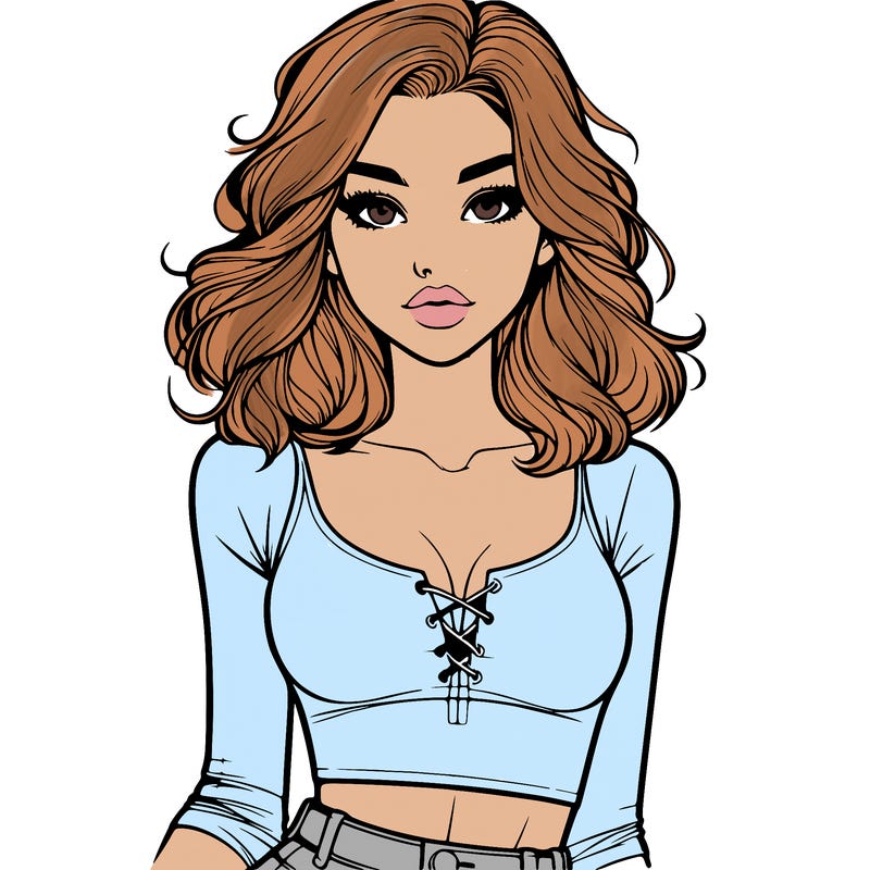 realistic girl with crop-top