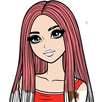 realistic girl with straight and long hair