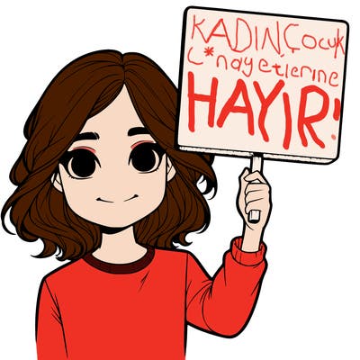 realistic girl holding up a sign