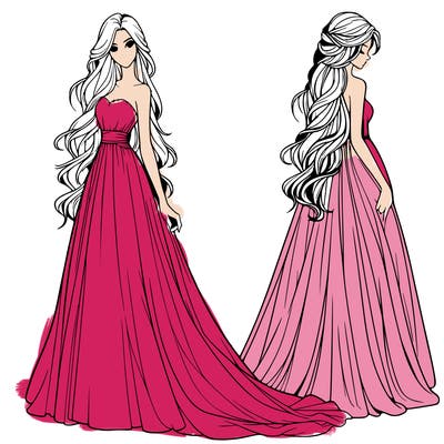 realistic woman with long flowing dress