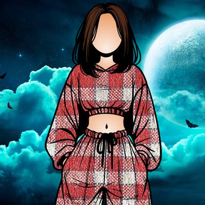 realistic girl faceless with baggy pants and a crop top