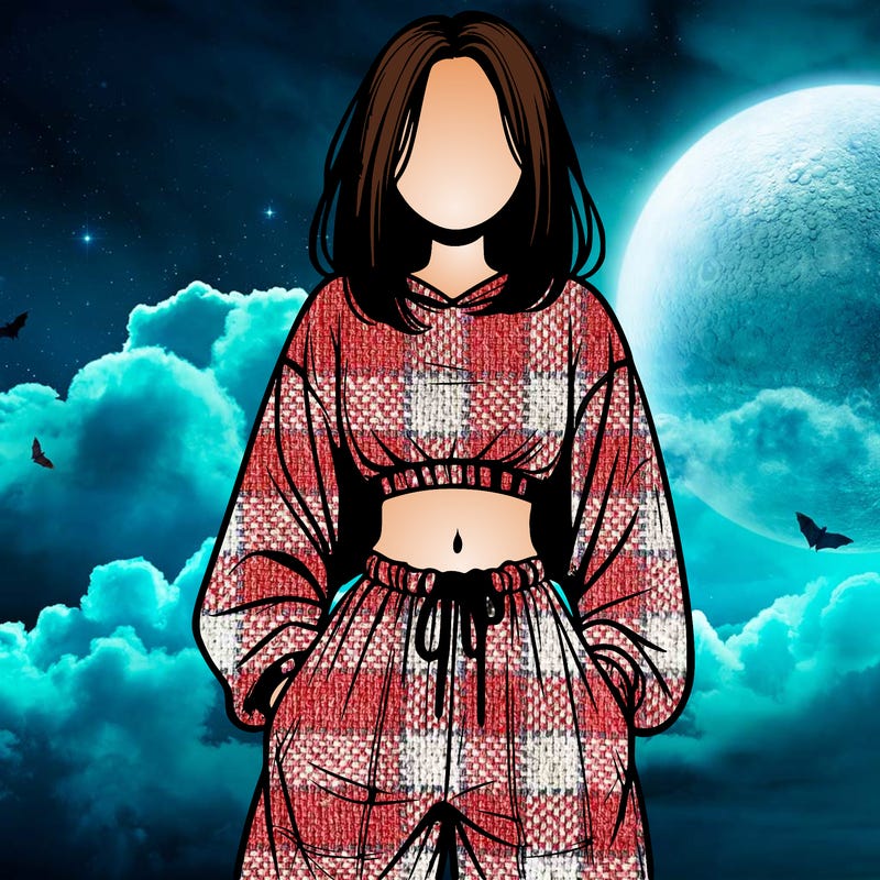 realistic girl faceless with baggy pants and a crop top
