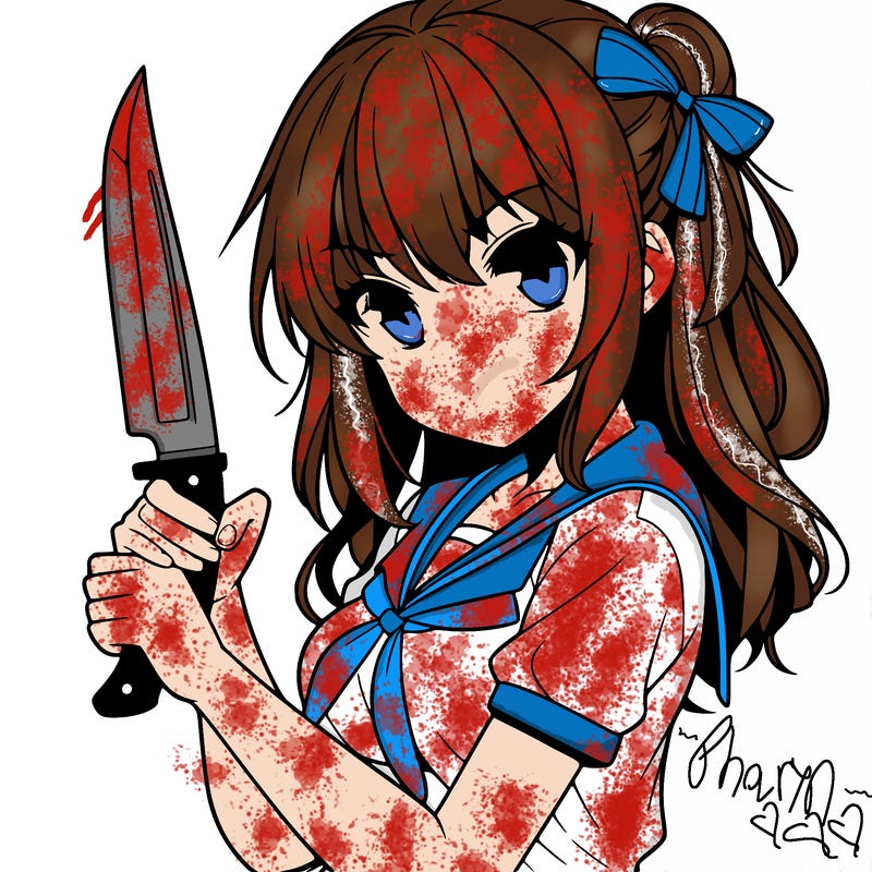girl holding a knife anime