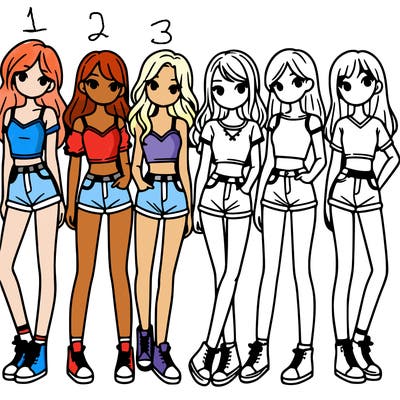 a group of girls wearing crop tops and shorts