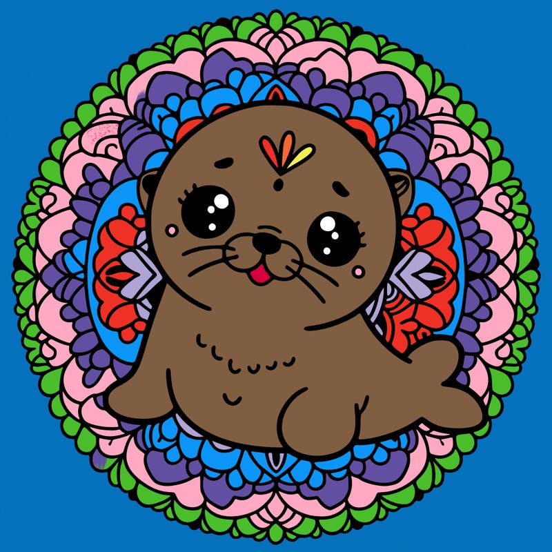 a cute baby seal mandala