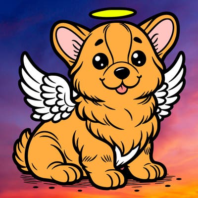 corgi puppy with angel wings