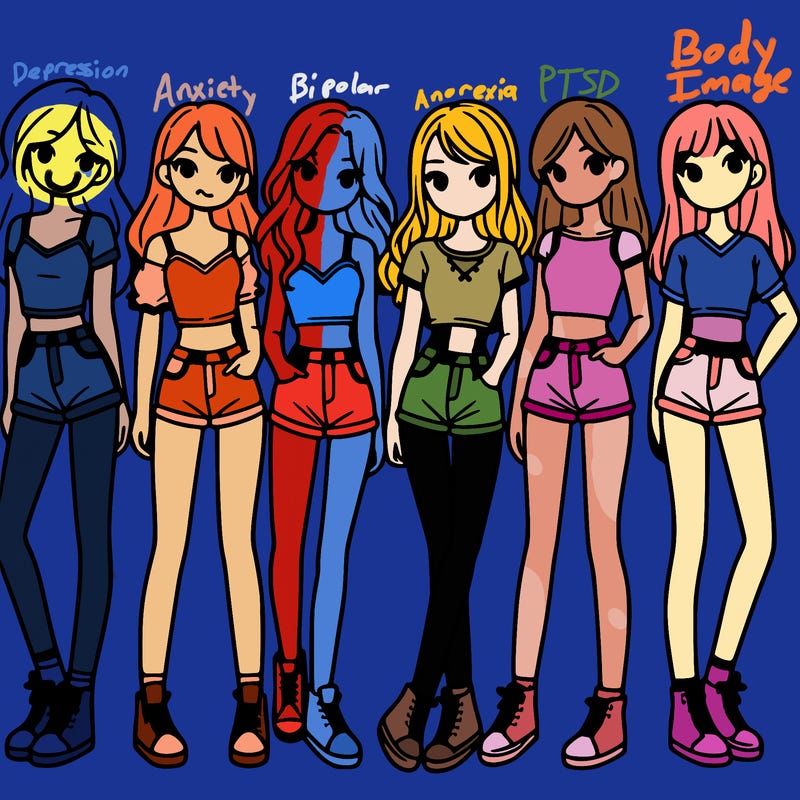 a group of girls wearing crop tops and shorts