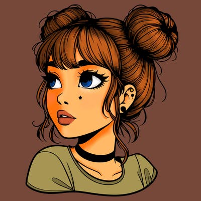 realistic girl with spacebuns