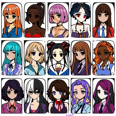 girls that look diffrent anime