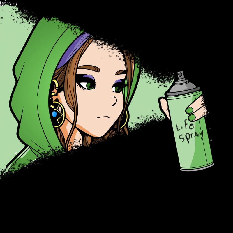 a realistic girl, spray painting