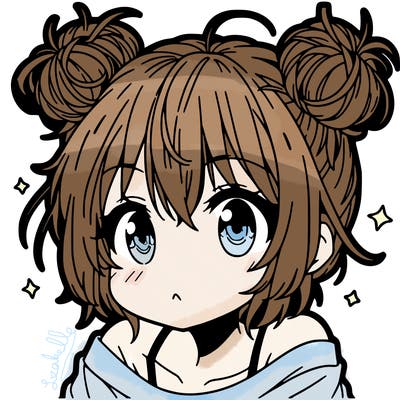 a manga girl with messy small buns