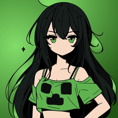 a cool anime girl with a crop top with long hair