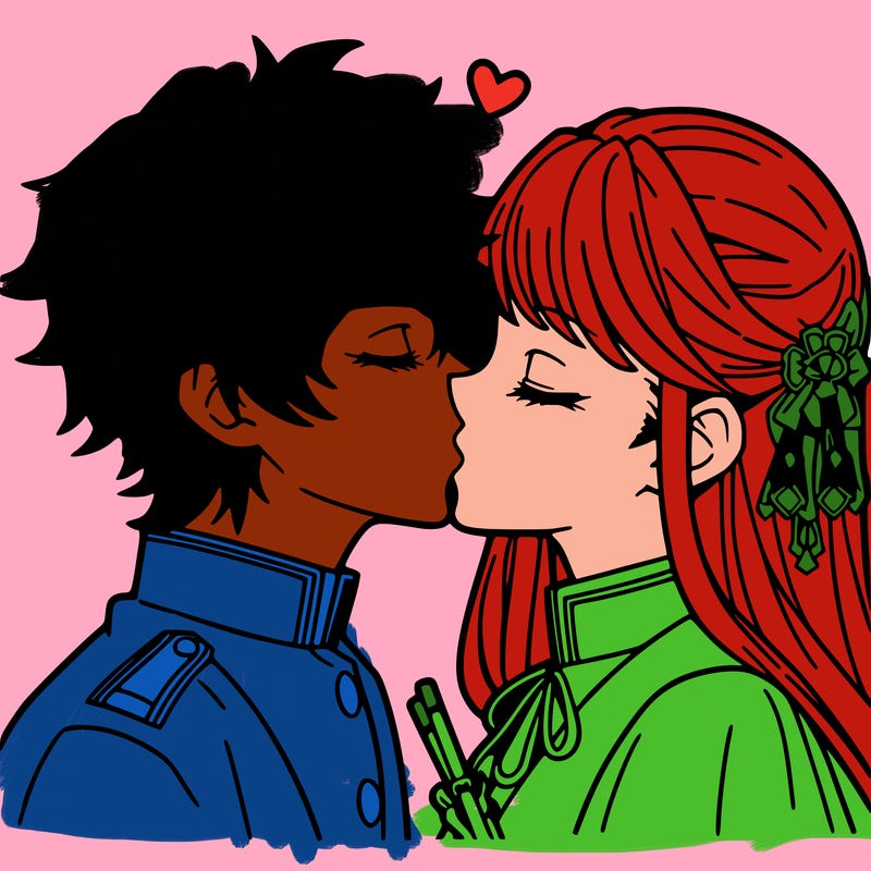 anime boy and girl kissing