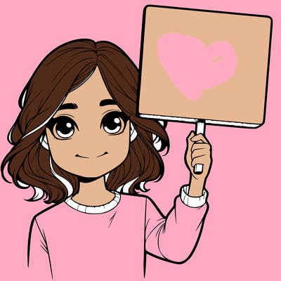 realistic girl holding up a sign