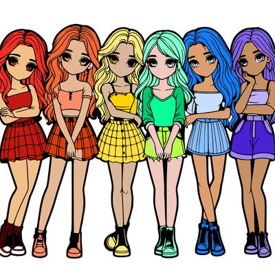 a group of girls realistic