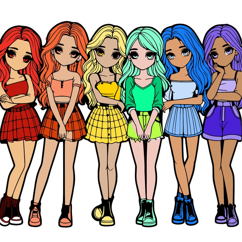 a group of girls realistic