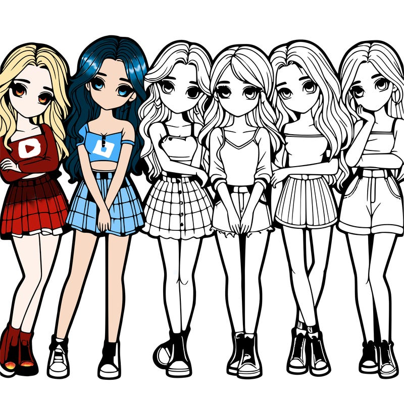 a group of girls realistic