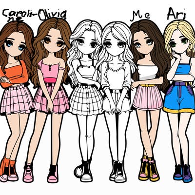 a group of girls realistic