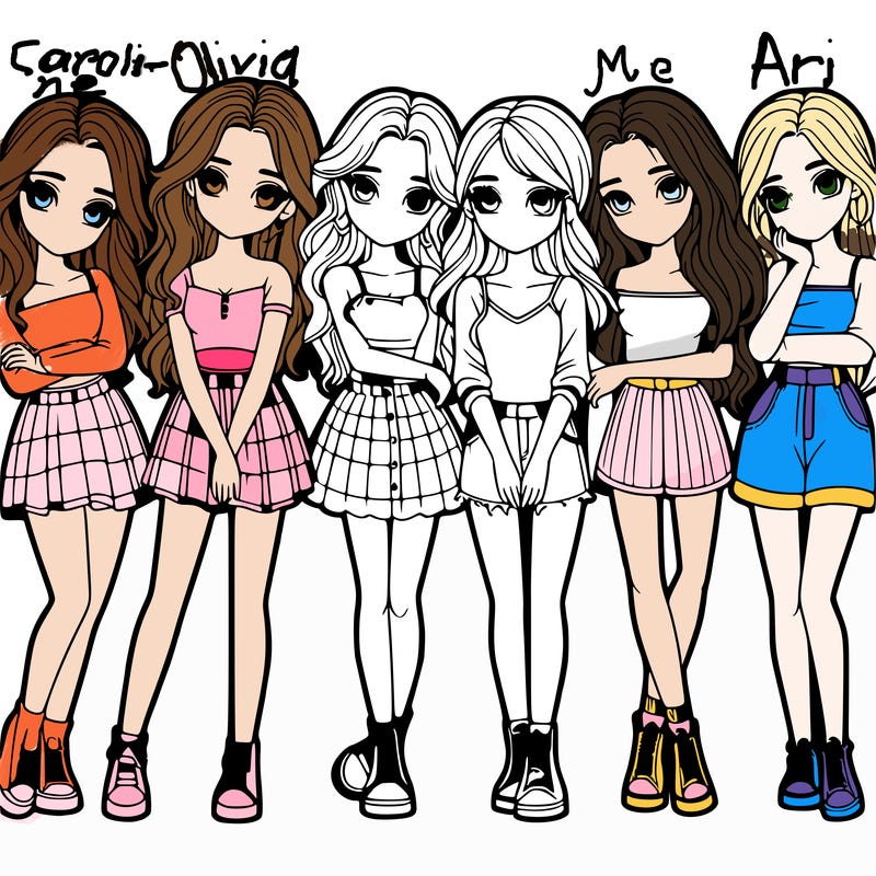 a group of girls realistic