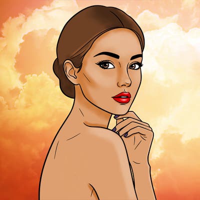 oustanding biologically perfect women posing  gorgeous  pose outlining face