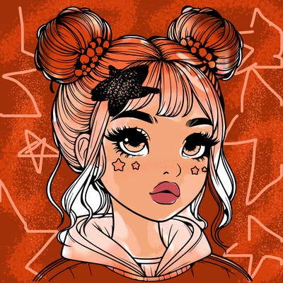 realistic girl with space buns