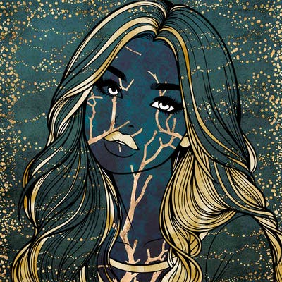 realistic girl with hair on her hair and lips