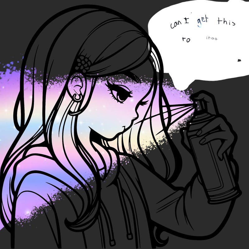 a realistic girl spray painting